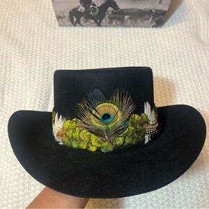 Vintage Stetson Cowboy Western Hat Peacock FeatherTrim 3X Beaver Sz 7 1/4 w/box
